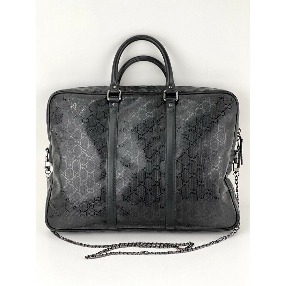 Gucci Briefcase GG Imprime Coated Canvas Black Monogram Business Bag - Picture 2 of 12